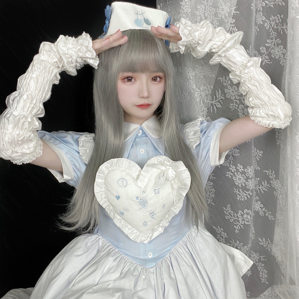 Tóc Giả Dài Thẳng Màu Trắng / Hồng Nhạt Phong Cách Lolita Hàn Quốc Cho Nam Nữ