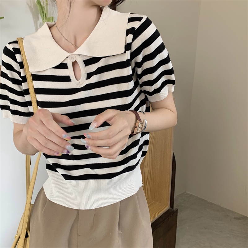 IELGYÁo Thun polo Mỏng Tay Ngắn Dáng Rộng Thời Trang Cho Nữ