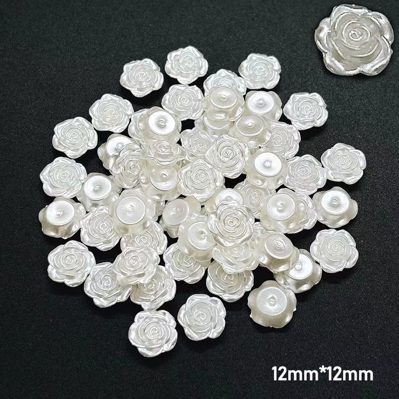 Set 50 Hạt Ngọc Trai Hình Bông Hoa Bằng Acrylic Dùng Làm Trang Sức Diy