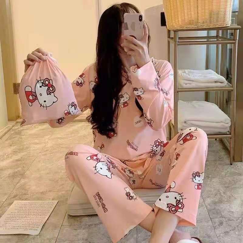 Bộ Đồ Ngủ Dài Tay In Hoạt Hình Dễ Thương-AA1058