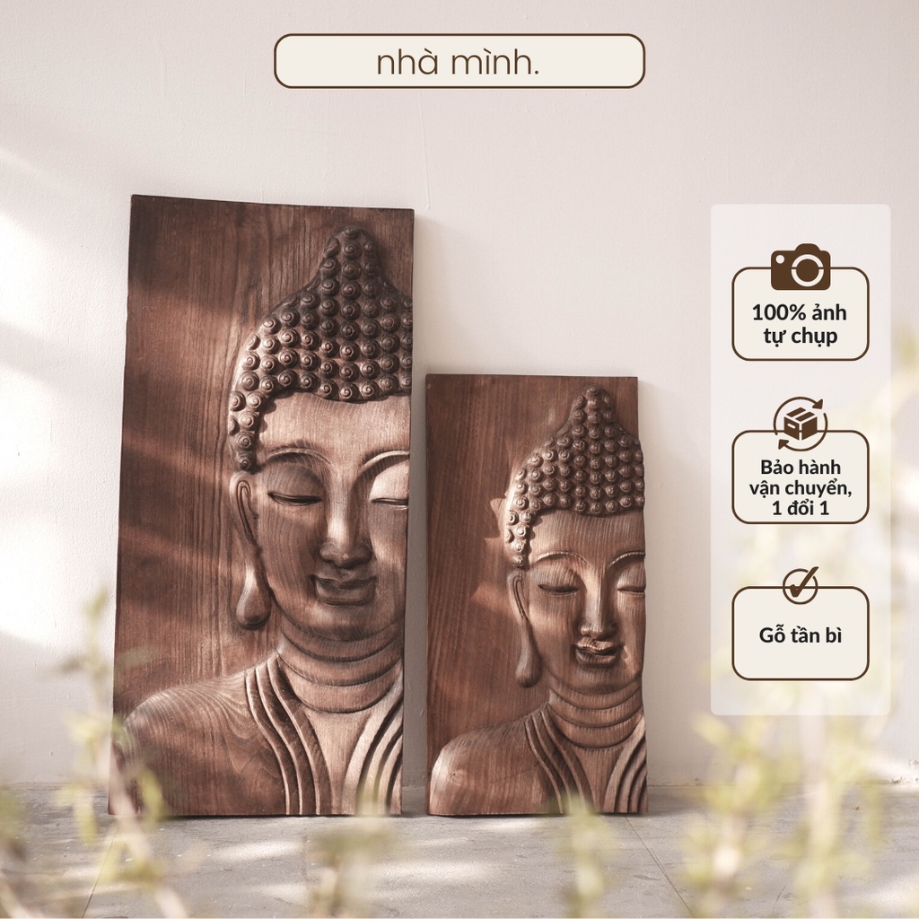 Phù Điêu Gỗ Diện Phật, Tranh Mặt Phật Điêu Khắc Gỗ Tần Bì Decor Trang Trí Nhà Cửa, Decor Góc An
