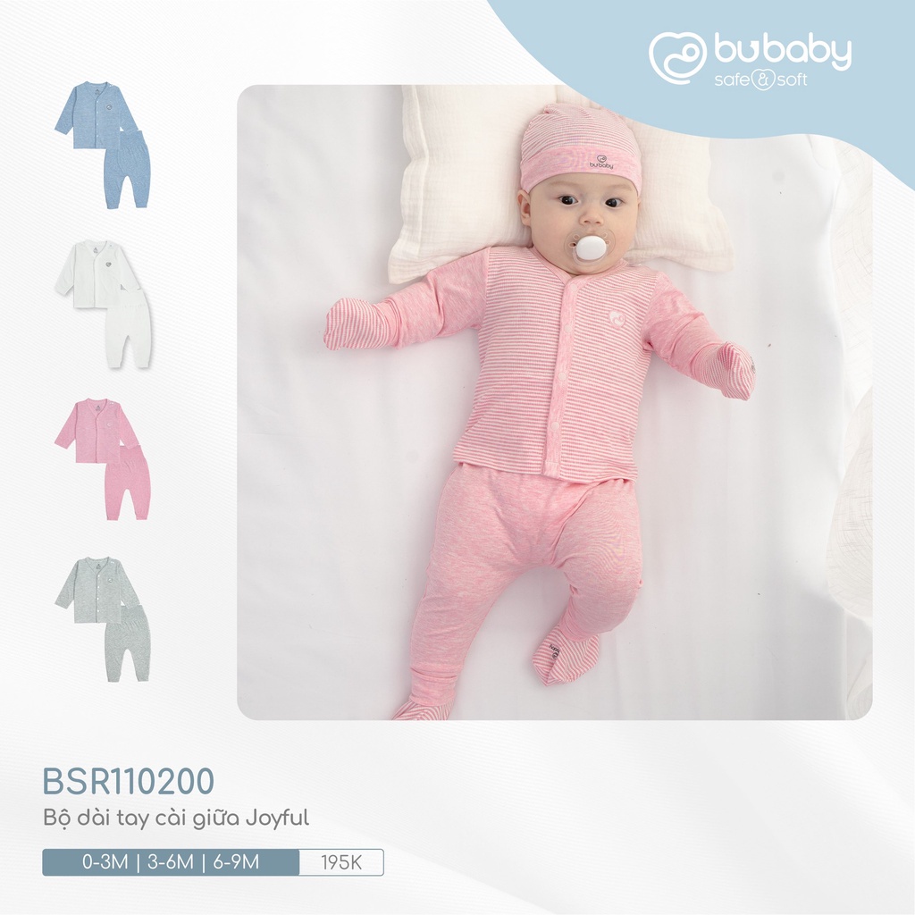 Bộ dài tay sơ sinh Bu Baby Joyful  cho bé so sinh đến 9 tháng