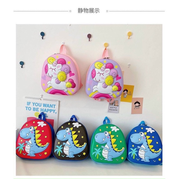 Balo mầm non trứng khủng long ngựa pony cho bé trai bé gái