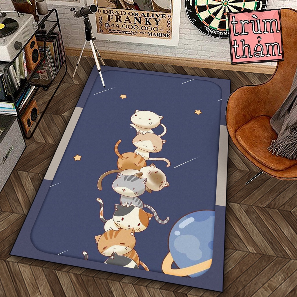 Thảm Trang Trí Mèo Con Kitty Kitten Phông Nền Không Gian 8Plus Decor Phòng Ngủ Phòng Khách Văn Phòng