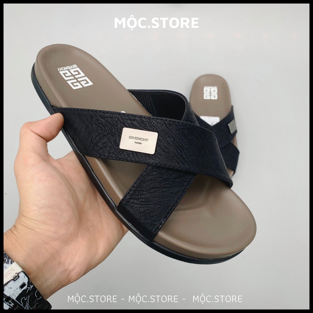 Dép Da Quai Chéo Nam Nữ Gyvenchy , Dép quai chéo , Dép da bò đế cao su siêu chất có bảo hành Full Box.