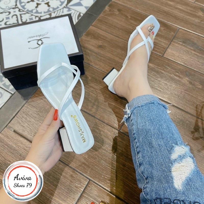 Giày gót Chéo 3cm da mờ gót vuông xinh xắn bền đẹp hót quanh năm.