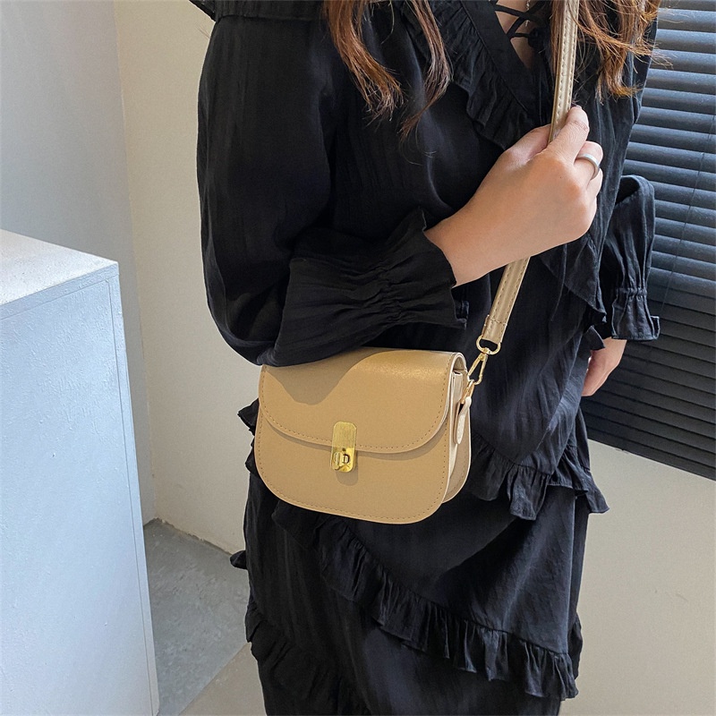 MISCHA Túi Đeo Chéo Vai Bằng Da PU Hình Vuông Màu Trơn Đơn Giản Thời Trang Kiểu Pháp Dành Cho Nữ