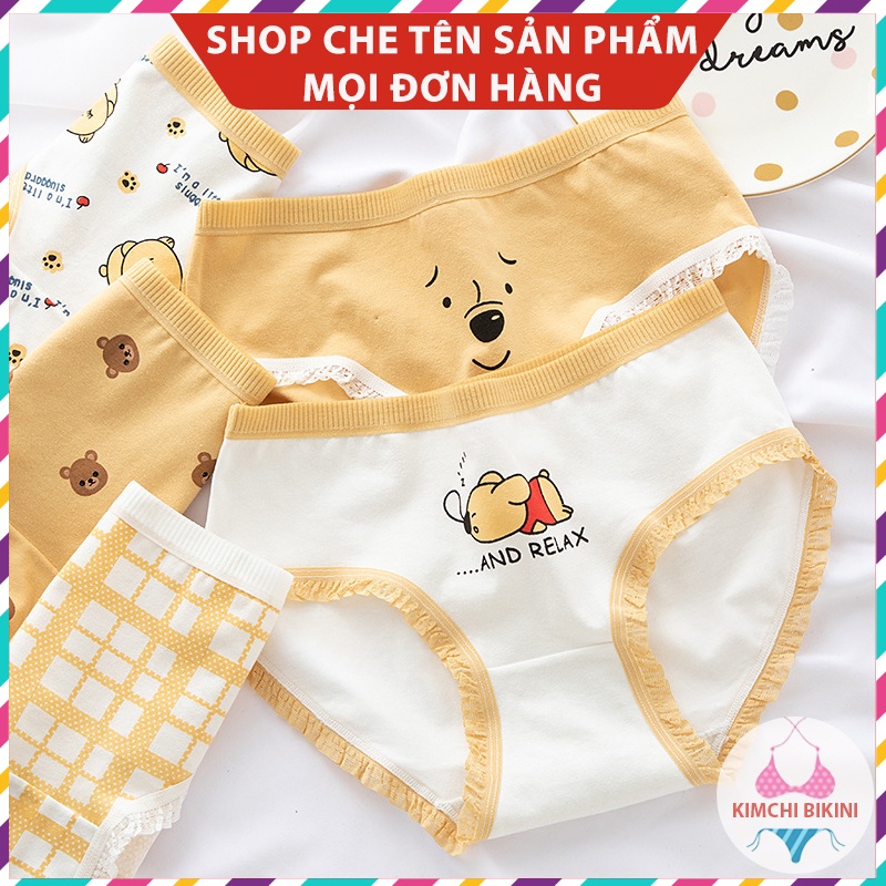 Quần con nữ in hình dễ thương KIMCHIBIKINI quần chip nữ mặc bên trong mềm mại thấm hút tốt QL112
