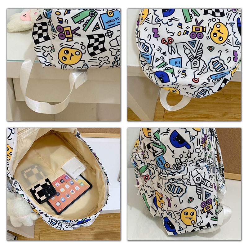 CHIC JOY Ba Lô Học Sinh Sức Chứa Lớn In Hình graffiti Dễ Thương