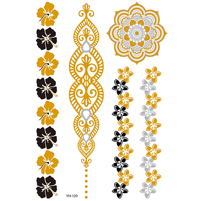 Miếng Dán Hình Xăm Tạm Thời Bằng Lá Kim Loại Nhiều Màu Sắc Chống Nước Cho Nữ