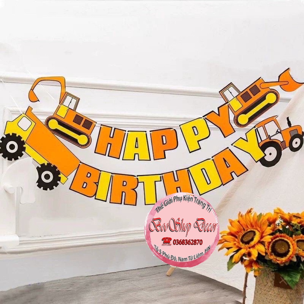 Dây Chữ Happy Birthday Sinh Nhật xe cam to - quanghuydecor