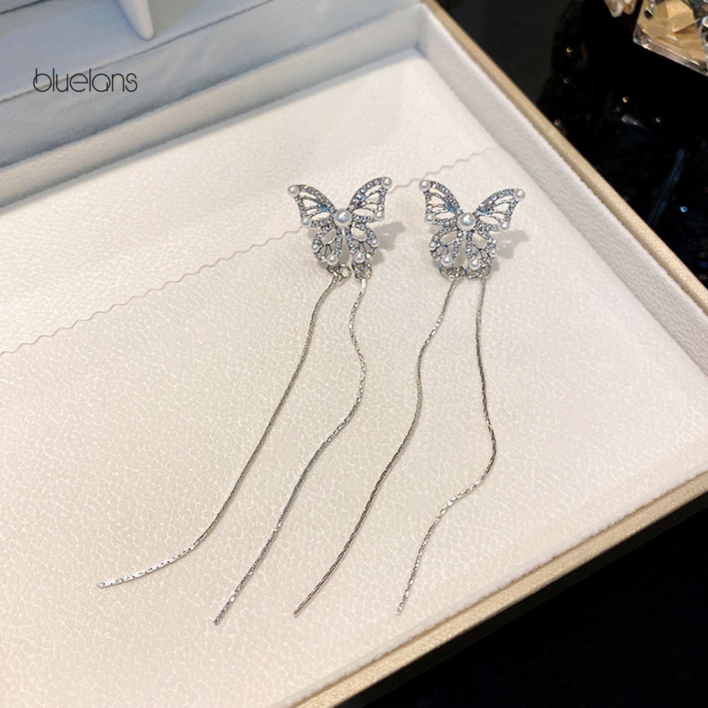 1 Cặp Bông Tai Tua Rua Hình Bướm Lấp Lánh Sang Trọng