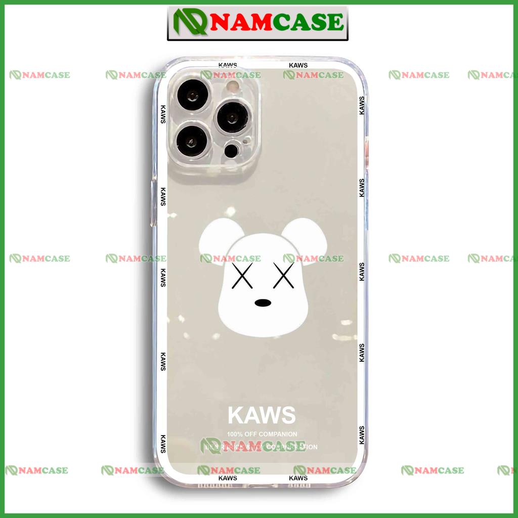 Ốp lưng gấu kaws cạnh vuông chống sốc silicon trong suốt bảo vệ camera iphone ip 6/6s/7/8/X/XS/11/12/13/14 Pro Plus Max