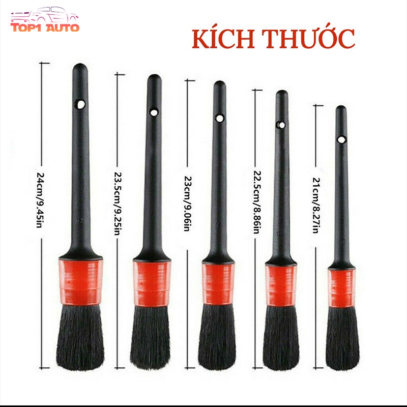 Bộ 5 Chổi Cọ Vệ Sinh Xe Ô Tô Đa Năng - Cọ Rửa Khoang Máy, Mân Xe, Nội Thất P005