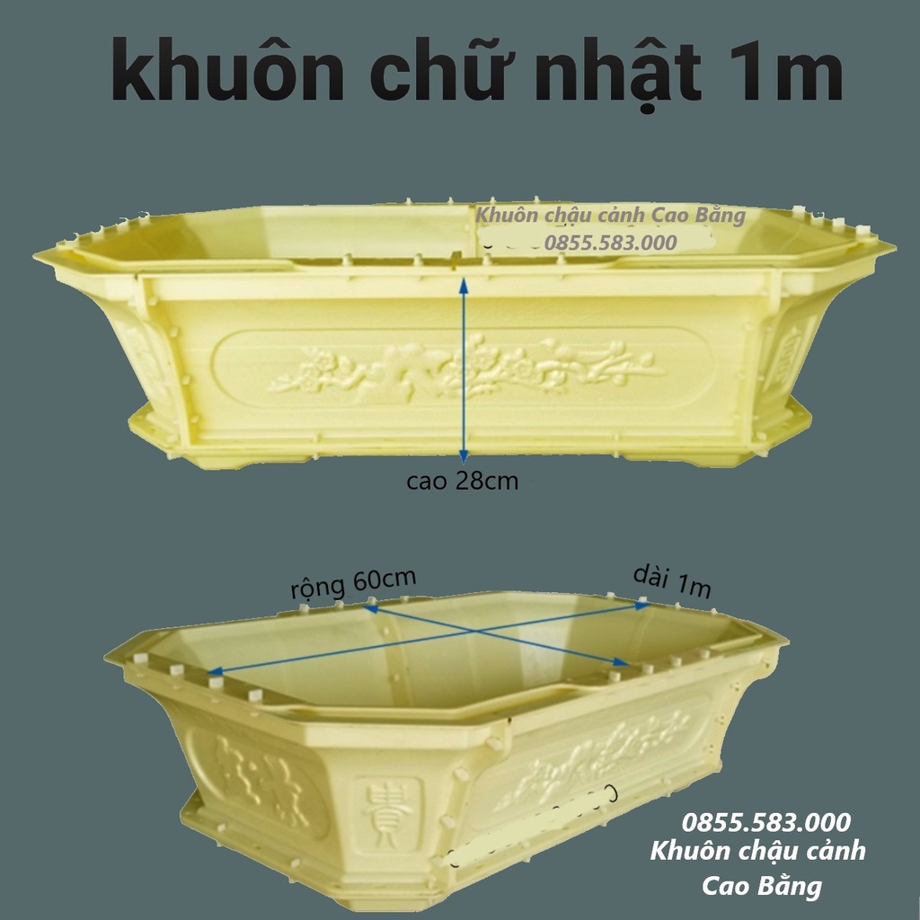 Khuôn đúc chậu chữ nhật 1m (khuôn chậu ABS có lòng trong)