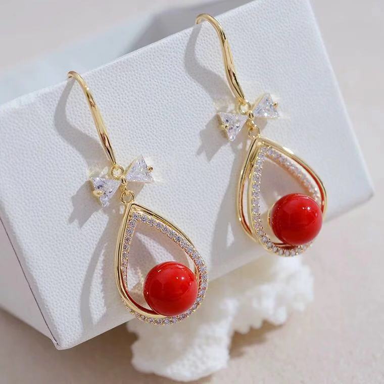 Bông tai, hoa tai đính đá,ngọc thả tua rua mẫu JW003