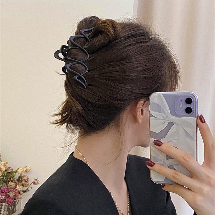 Kẹp Tóc Kim Loại Họa Tiết Gợn Sóng Đơn Giản Cao Cấp Phong Cách Hàn Quốc