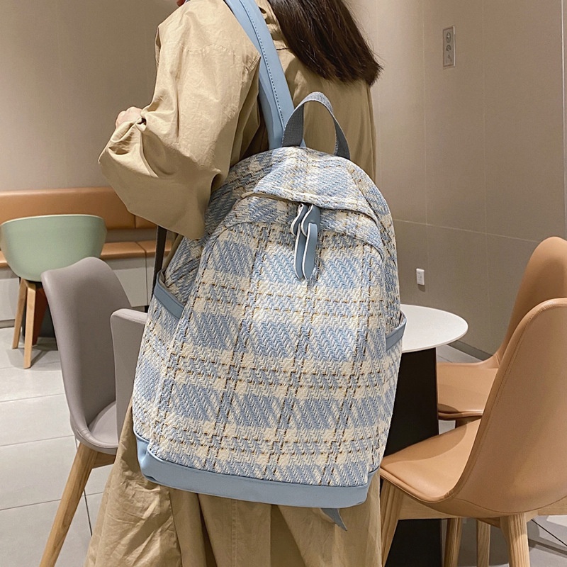 Ba Lô Đi Học Họa Tiết Ca Rô Phong Cách Hàn Quốc Dành Cho Nữ