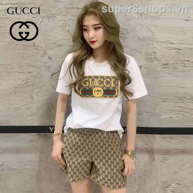 Suit GUCCI! Áo Thun Thể Thao In LOGO Thời Trang Dành Cho Nữ