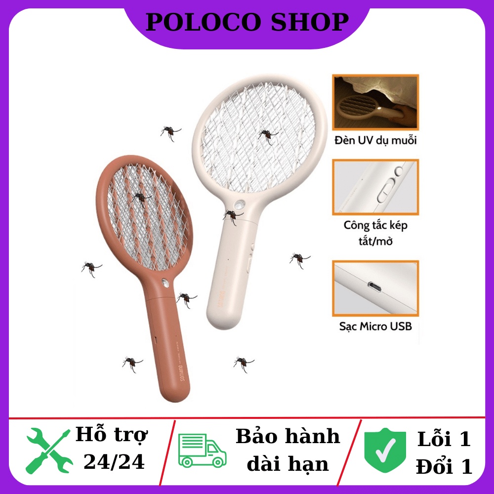 Vợt Muỗi Mini Sothing Xiaomi có đèn led, Thiết kế 3 lớp lưới điện an toàn, Chất liệu cao cấp, Điện công suất cao