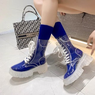 Giày thể thao cổ cao phối nhựa trong suốt 35-40 - Ảnh thật