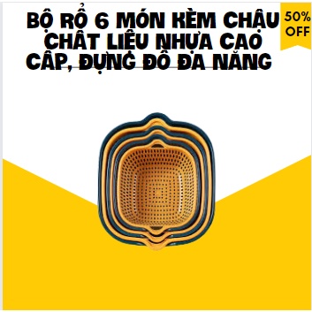 Bộ Rổ 6 Món Kèm Chậu Chất Liệu Nhựa Cao Cấp, Đựng Đồ Đa Năng -shianhome-