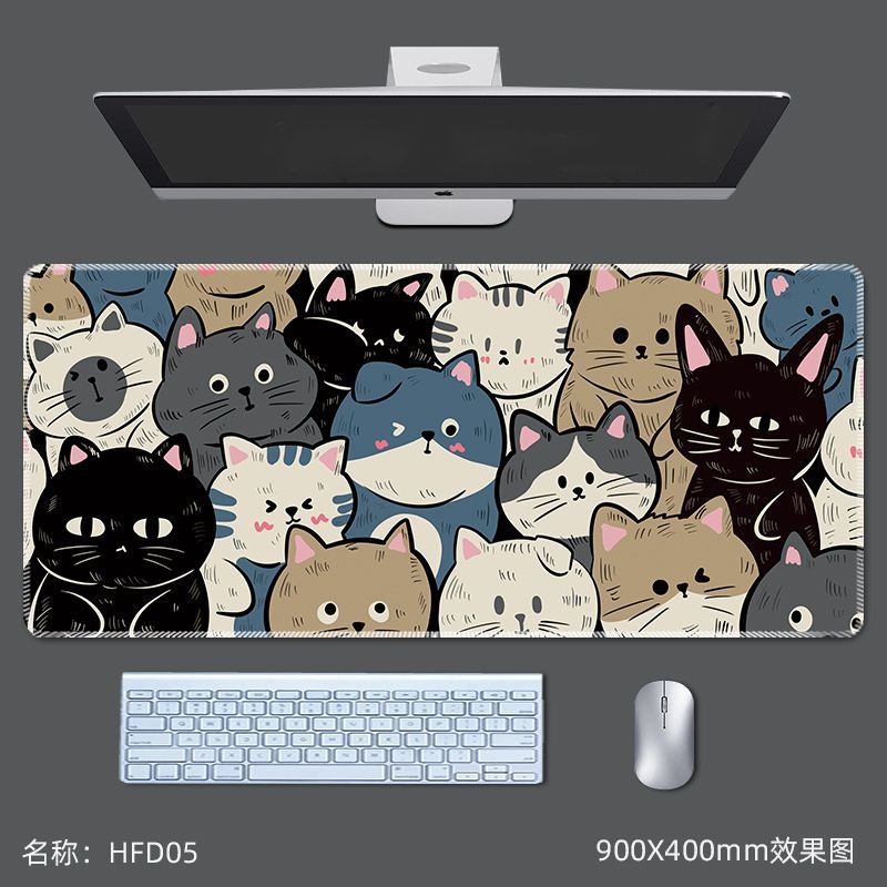 Tấm Lót Chuột Bàn Phím Máy Tính Chống Trượt In Hình Mèo Hoạt Hình Dễ Thương