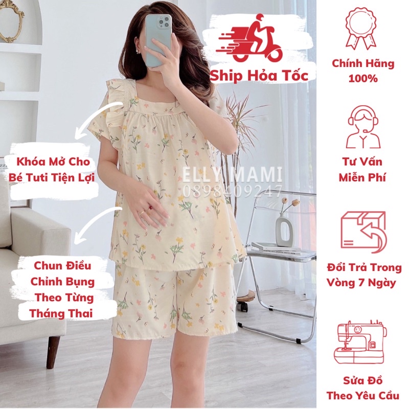 [BEST SELLER] ( 40kg - 85kg ) Đồ Bộ Bầu Và Sau Sinh Đũi Lụa Hàn, Hoa Nhí Nhiều Màu  , Siêu Mát Nhẹ Tênh , Form Dễ Mặc