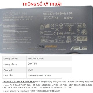 Sạc pin laptop gaming Asus Tuf FX505DD, FX505DU 20v 7.5a