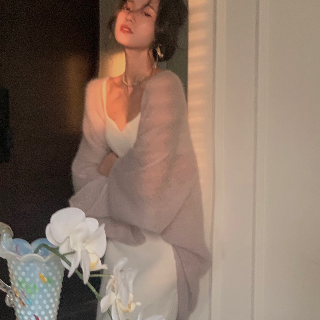 Áo khoác cardigan SUXI dệt kim tay dài phong cách Hàn Quốc thời trang