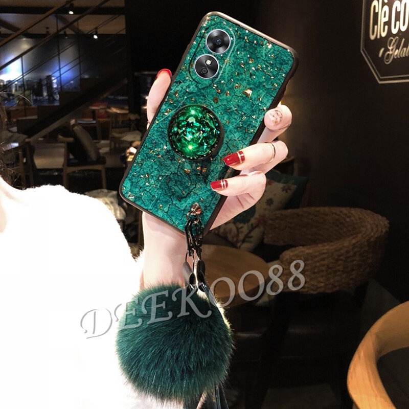 Ốp Điện Thoại Đính Đá Có Giá Đỡ Và Bóng Lông Cho OPPO Reno 8 8T Reno8 T A78 4G 5G Reno8T