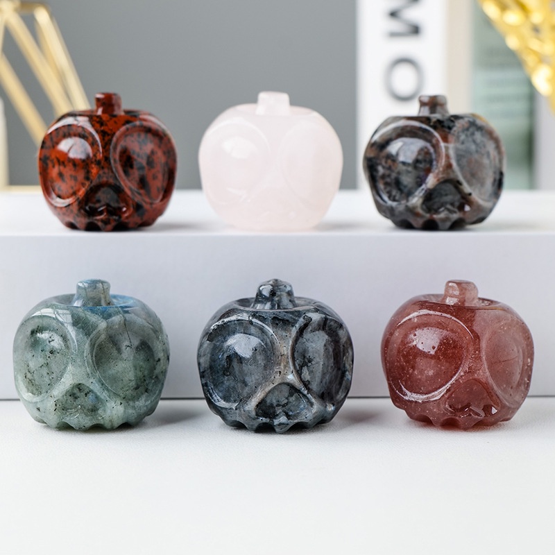 Đá Mã Não Tự Nhiên Hình Đầu Lâu Apple Trang Trí Halloween