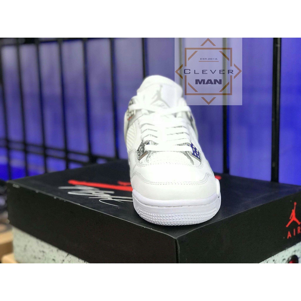 Giày Thể Thao Air Jordan 4 Pure Money Full Trắng Cổ Thấp Cực Phong Cách Cho Cả Nam Và Nữ Clever Man Store