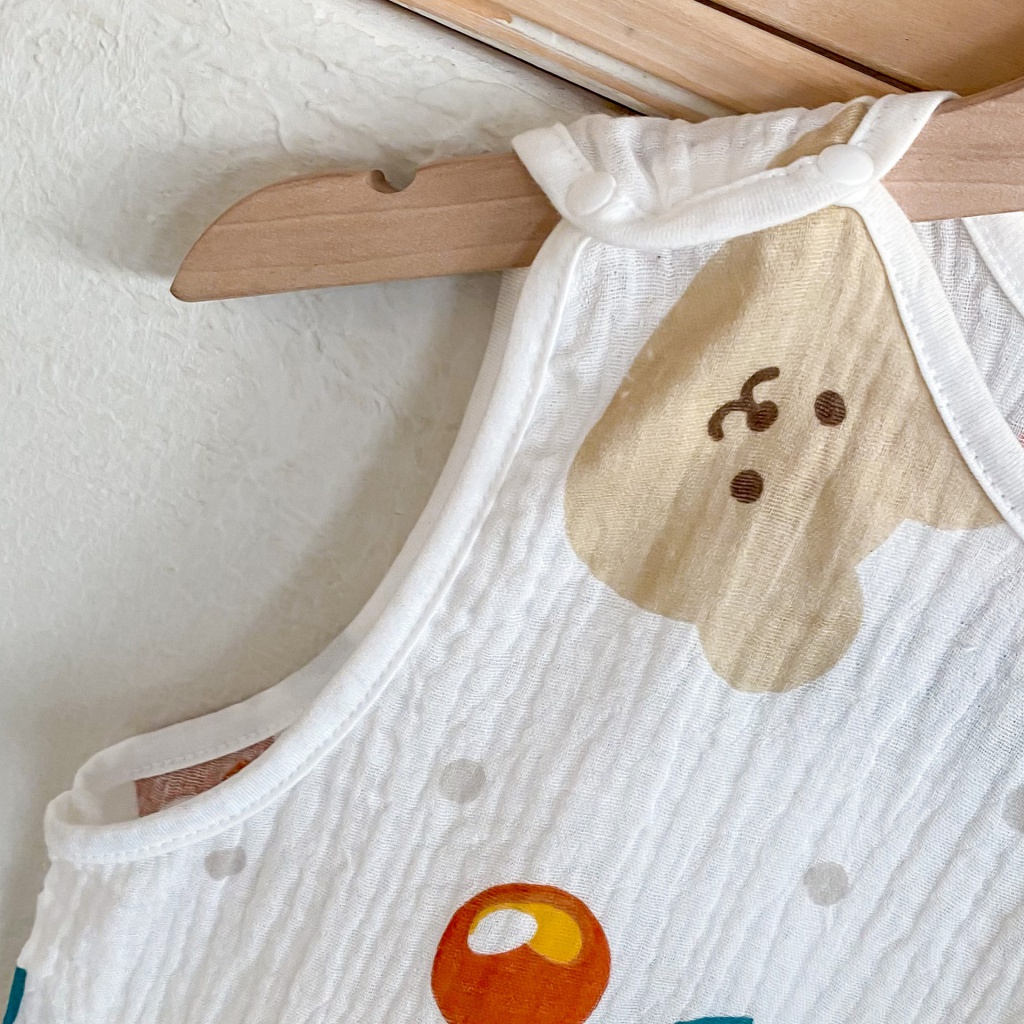 Túi Ngủ Vải Cotton Mỏng Không Tay Chống Đá Dành Cho Bé Vào Mùa Hè