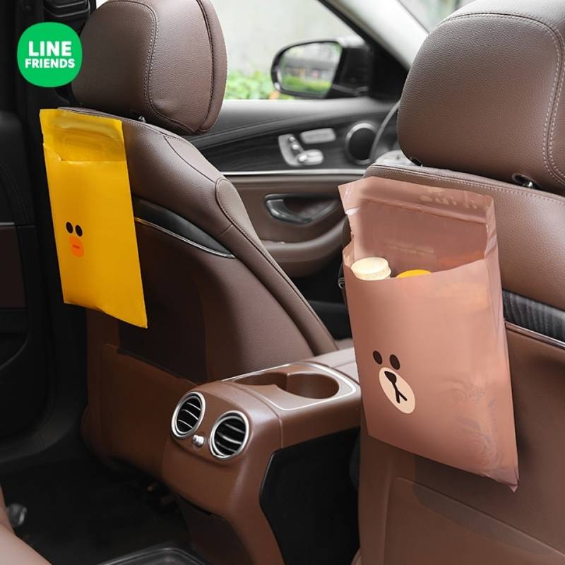 Line Friends Car Trash Bag Adhesive Foldable Trash Can Hanging Car Disposable Buggy Bag IWZ7