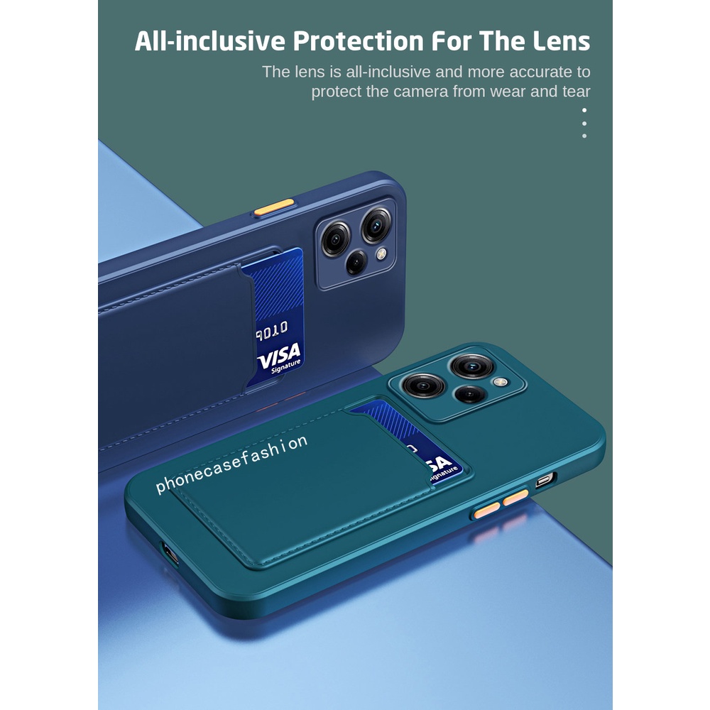 Ốp Điện Thoại Silicone Mềm Màu Trơn Có Ngăn Đựng Thẻ Thời Trang Cho Xiaomi Redmi Note 12 Pro Plus 5G 2023