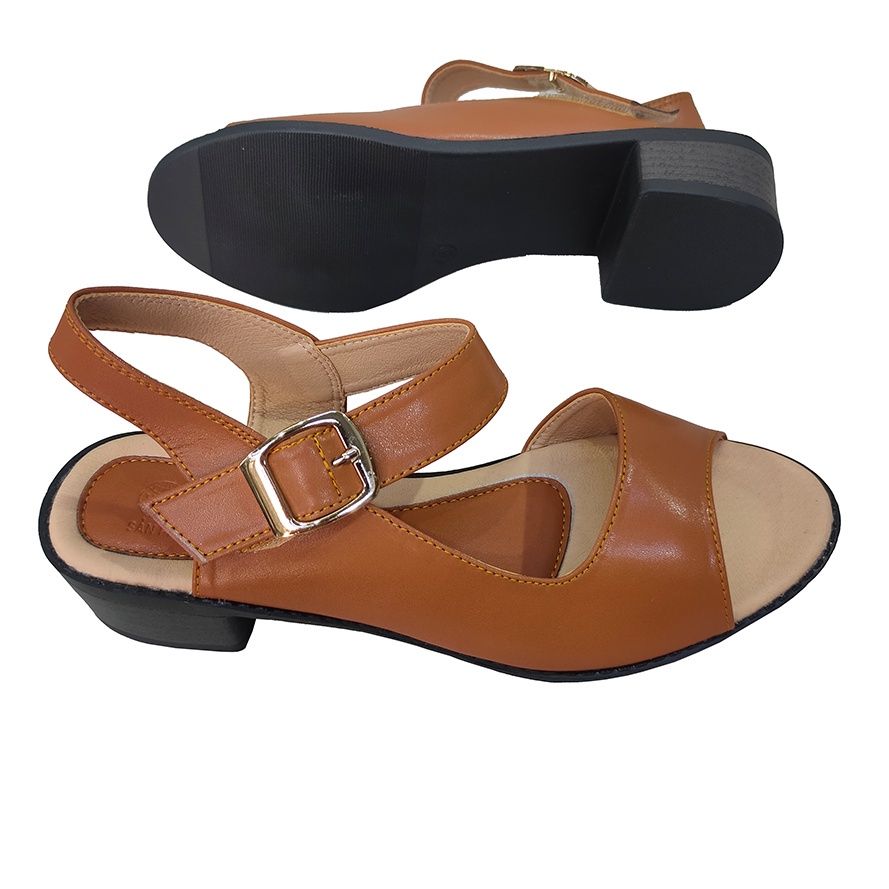 Giày Sandal nữ cao gót 4,5cm HÀ NAM thời trang da bò thật cao cấp DNU2133d