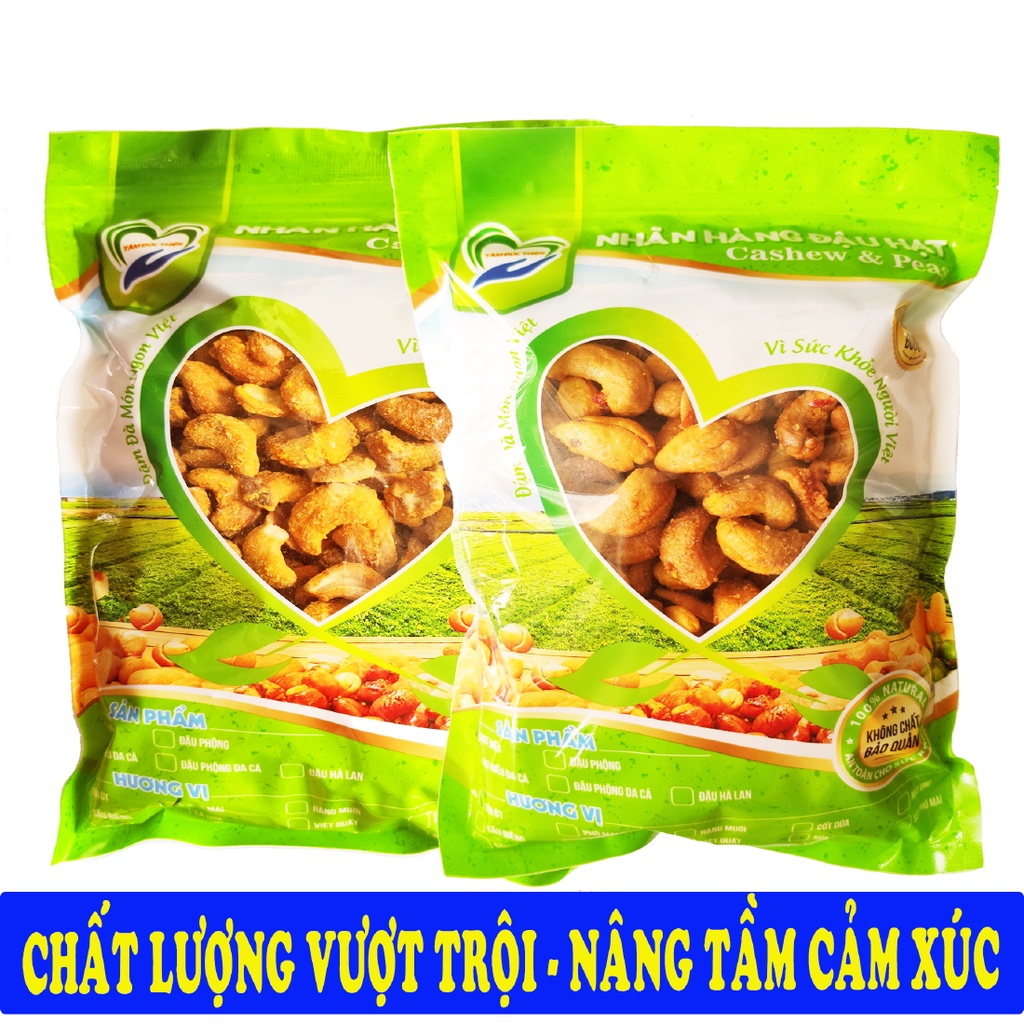 Combo Hạt Điều Rang Tỏi Ớt &amp; Hạt Điều Rang Phô Mai[Nguyên Liệu Sạch]Tâm Đức Thiện2 Túi x 500GR Tuỳ Chọn