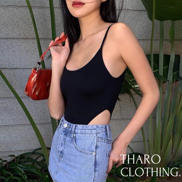 Bodysuit, Áo Liền Thân Hai Dây Thun Gân Mịn - Tharo Clothing - [Ao55]