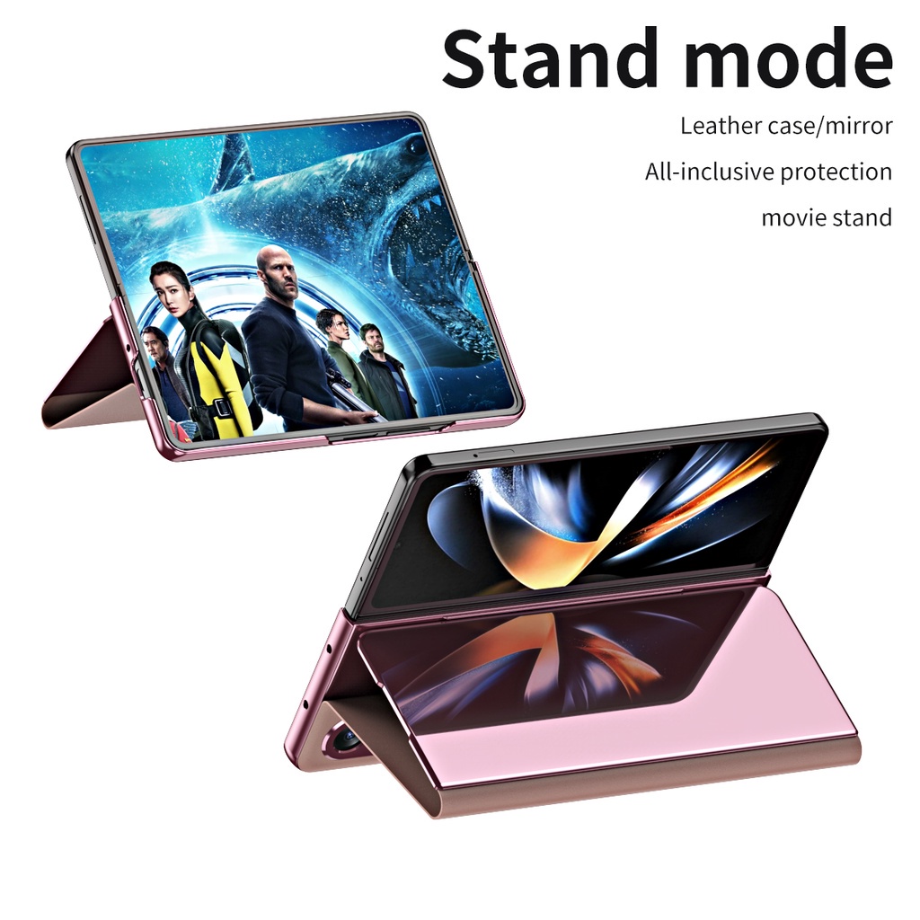Ốp Điện Thoại Nắp Gập Mặt Gương Bằng Da PU Dành Cho Samsung Galaxy Z Fold 4 3 2 5G Fold4 Fold3 Fold2