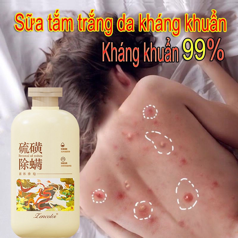 Sữa tắm trắng da Chất lỏng Xà bông Sữa tắm chống mạt Sữa Tắm Thảo Dược chống mạt Ngăn Mụn làm trắng dưỡng ẩm cơ thể500ml