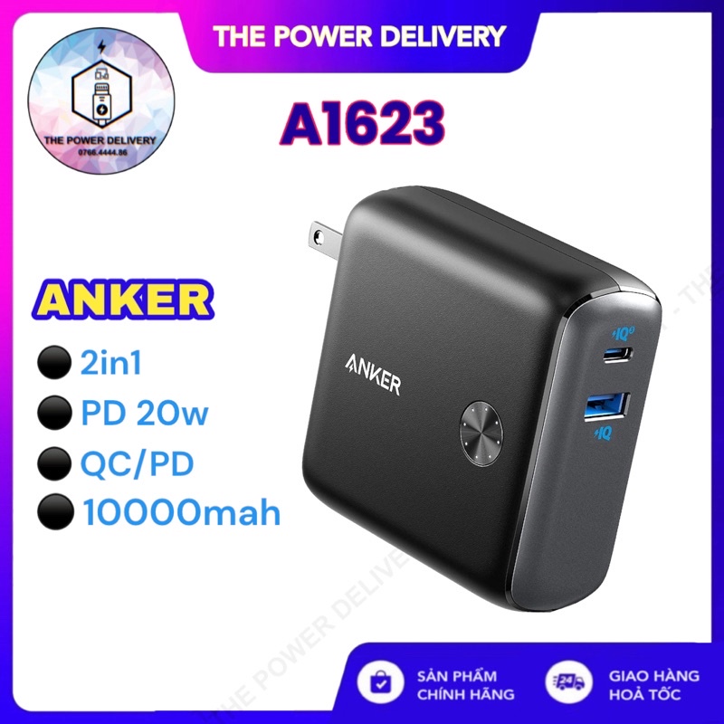 Pin sạc dự phòng kiêm củ sạc nhanh ANKER Powercore Fusion 10.000mAh Type C - A1623 20W PD