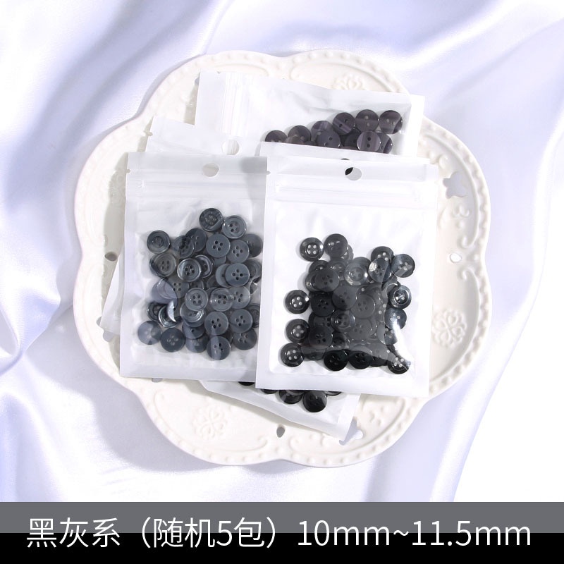 Túi 5 Túi / Gói 50 Nút Áo Tròn Bằng Nhựa Dùng Trang Trí Sổ Tay DIY