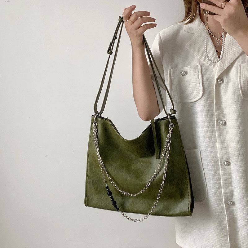 Mischa Túi Đeo Vai Da PU Màu Trơn Sức Chứa Lớn Dễ Phối Đồ Thời Trang Cao Cấp