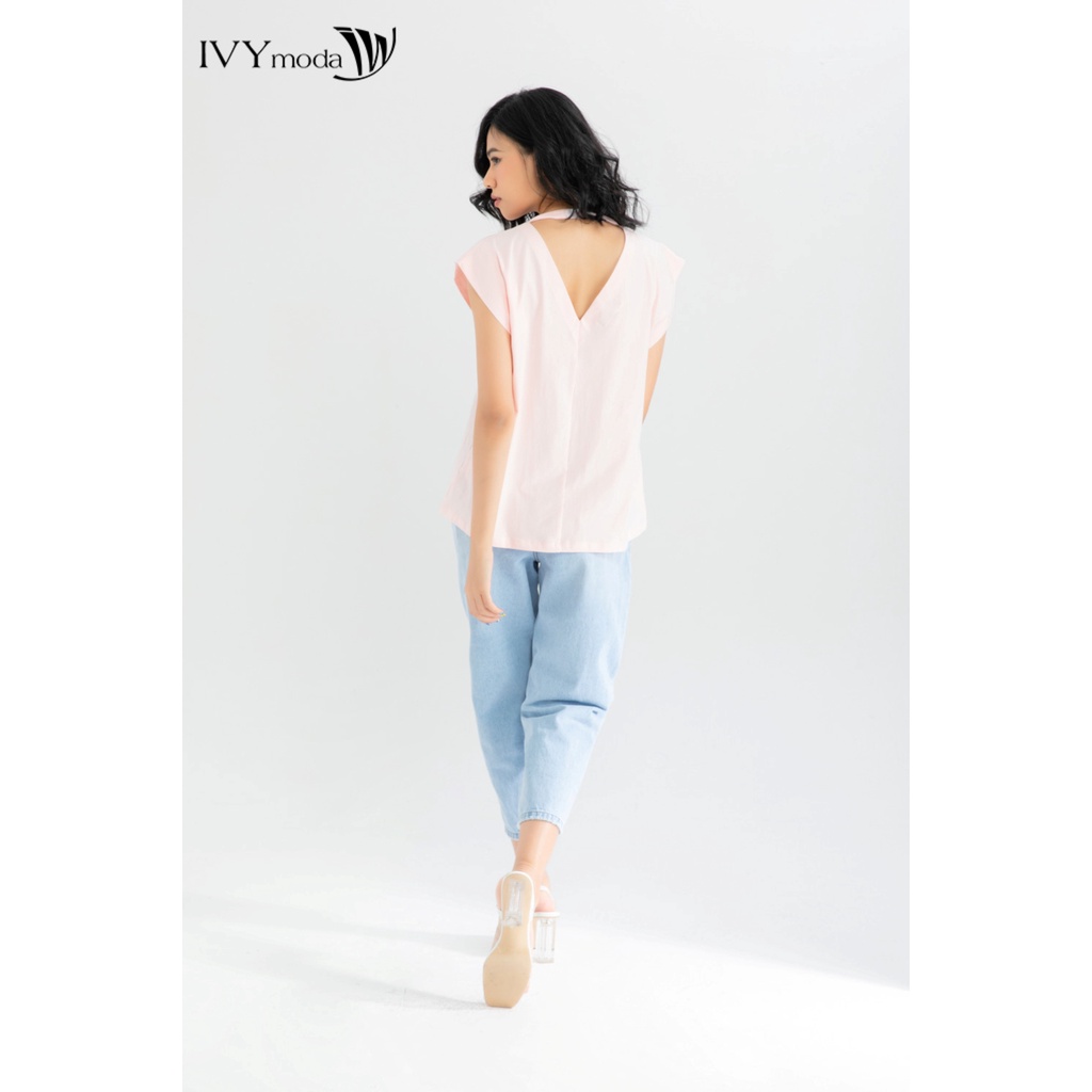 Quần baggy jeans nữ cạp bẻ IVY moda MS 25B8025