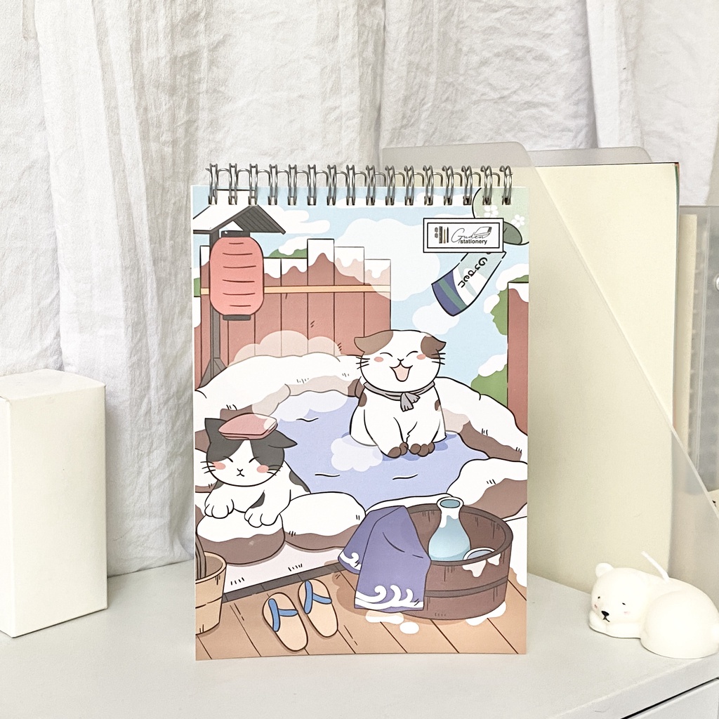 Sổ tay vẽ chì, Sketchbook cỡ A5 mèo Nhật_Guden Stationery