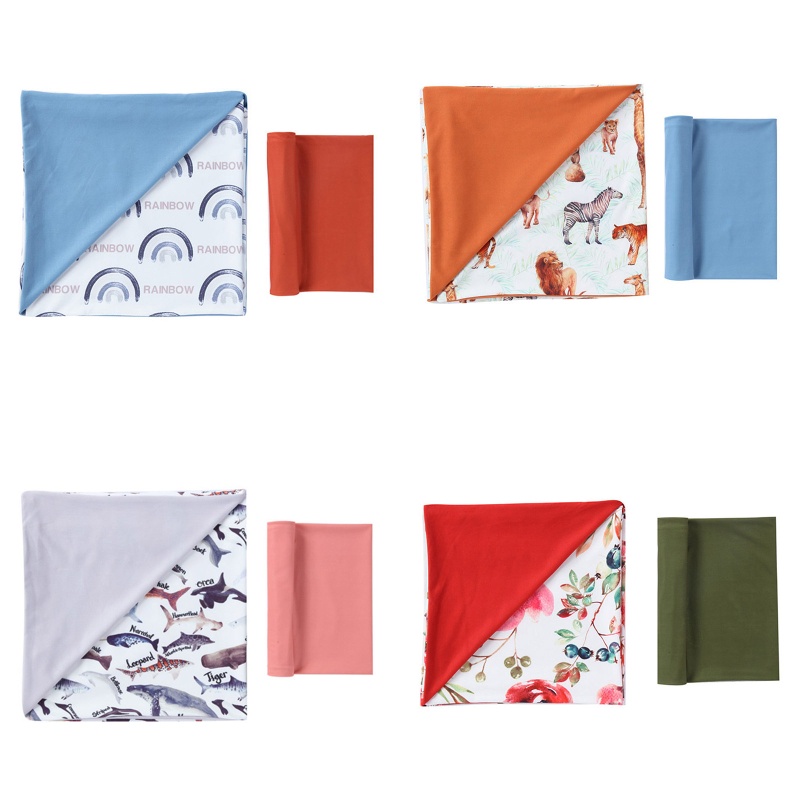 Chăn Cotton Hai Lớp Mềm Mại In Họa Tiết Xinh Xắn Dành Cho Bé