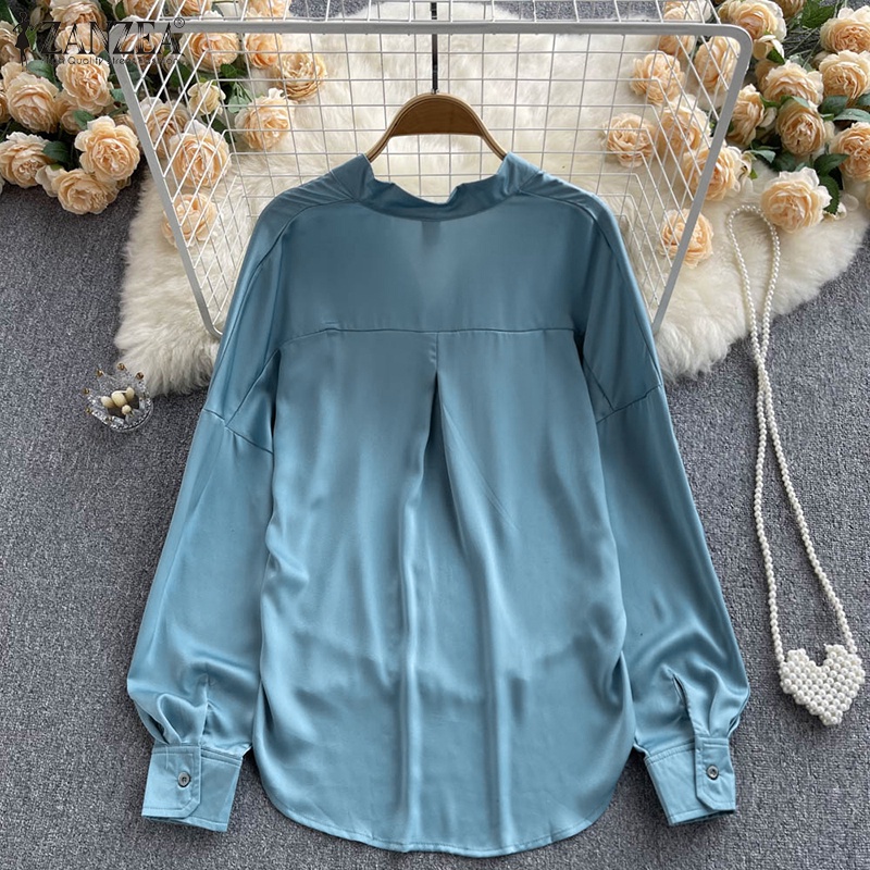Zanzea Áo Sơ Mi Tay Dài Cổ Chữ V Thời Trang Quyến Rũ Cho Nữ