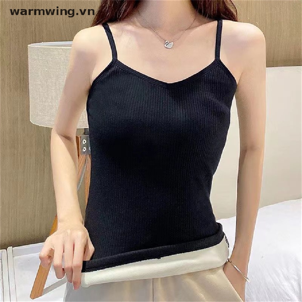 Áo Lót Nhung Dày Không Tay Giữ Ấm Màu Trơn Thời Trang Mùa Đông Cho Nữ