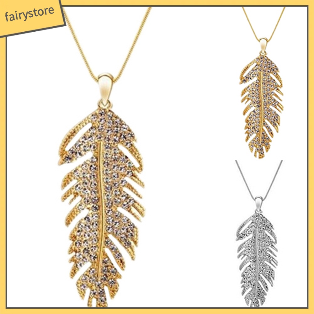 Vòng cổ HợP Kim HìNh Lông Vũ ĐíNh Đá ThờI Trang (1 CáI)